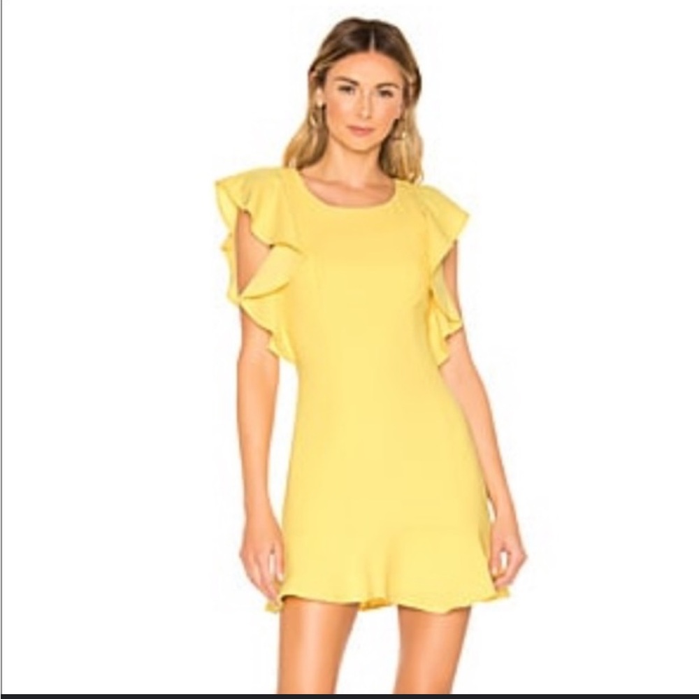 BCBGeneration Yellow Ruffle Sleeve Mini Dress
